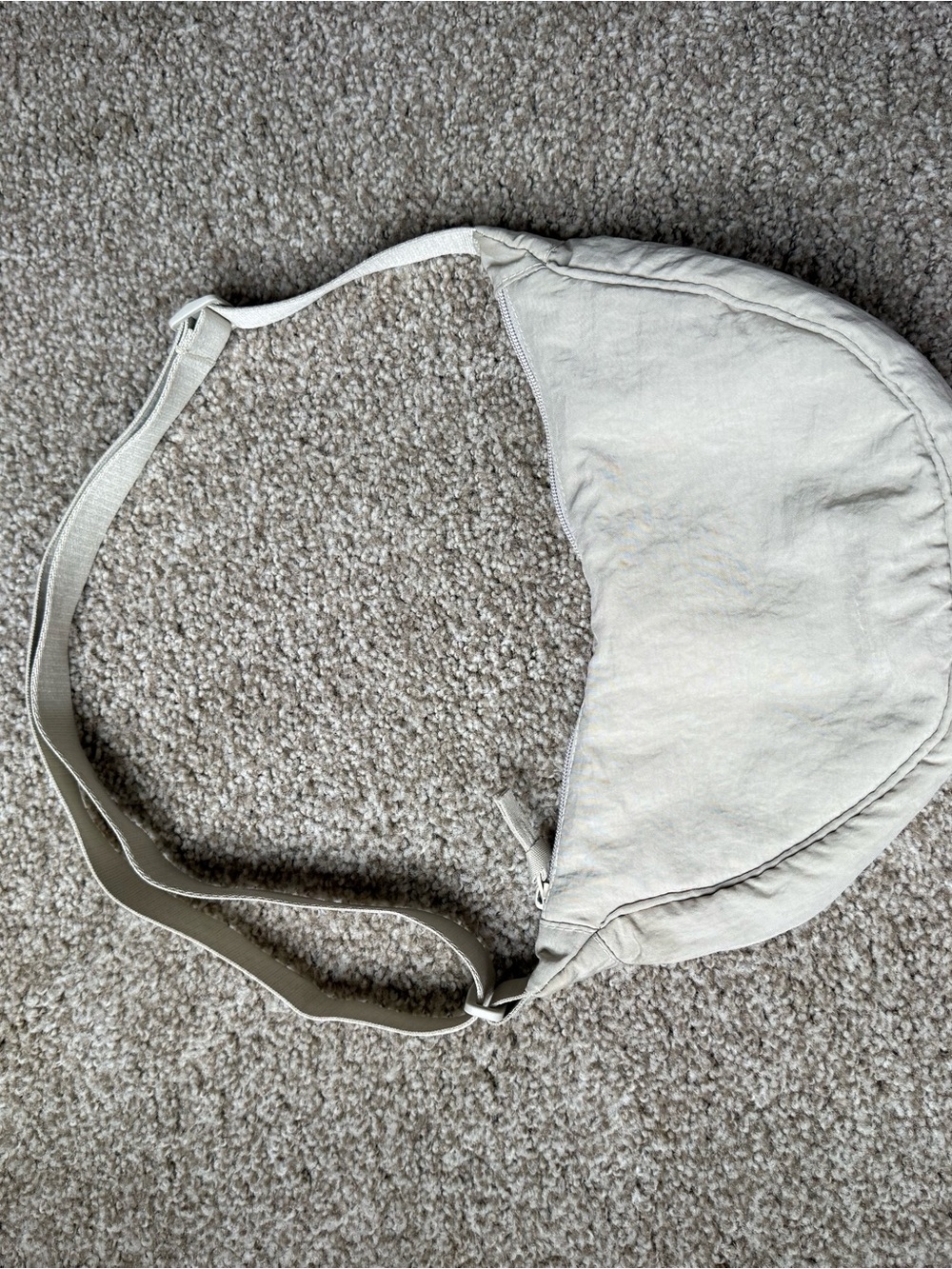 Minimal Crescent Shoulder Bag in Light Beige